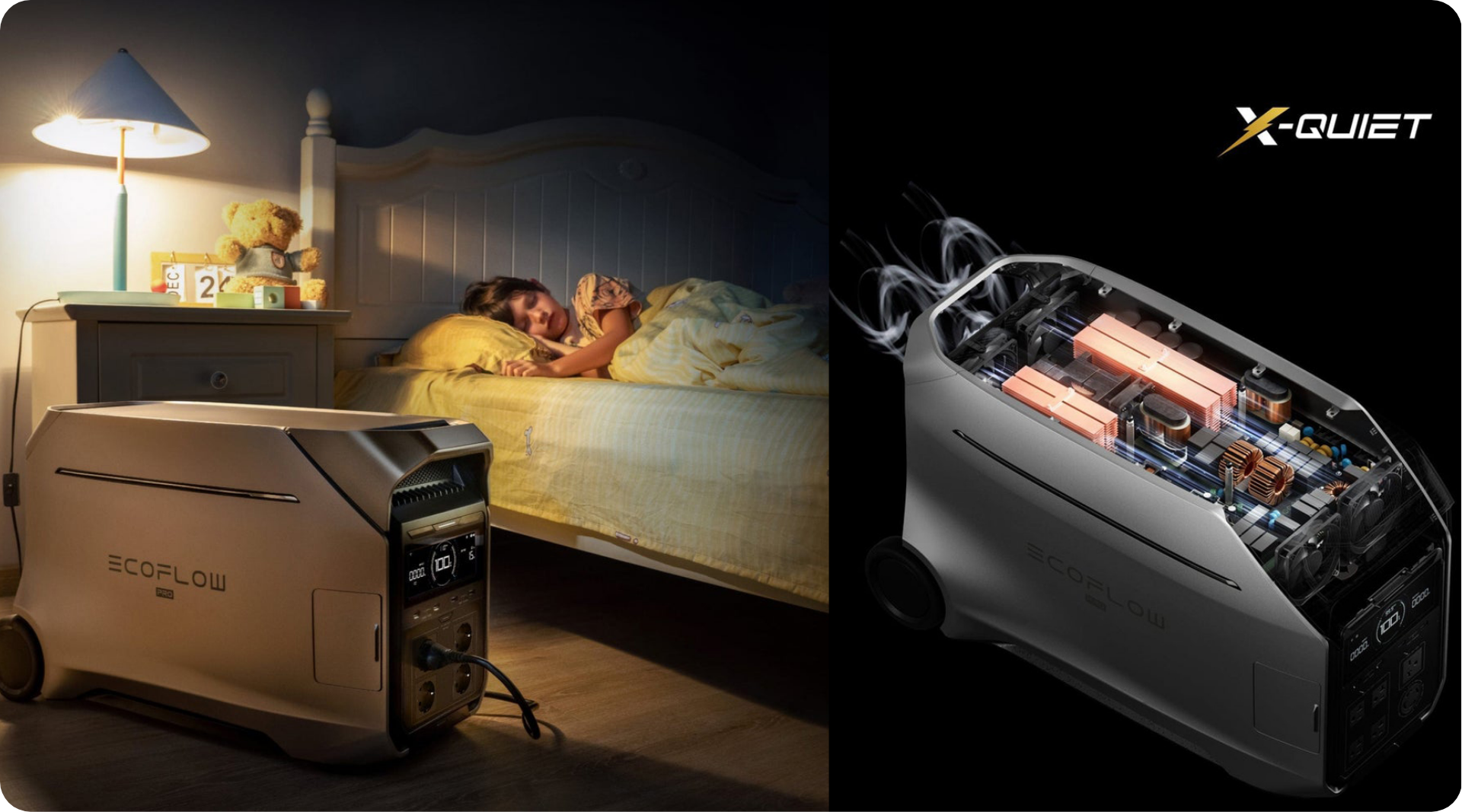 EcoFlow Delta Pro 3 avec technologie X-Quiet pour un fonctionnement ultra-silencieux